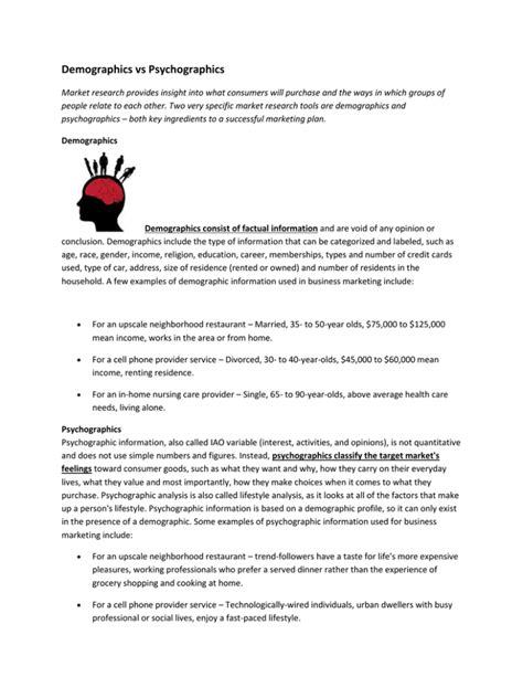 Demographics vs Psychographics - Mrs. Scott's Website