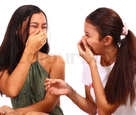 Two Teenage Friends Having A Laugh And Giggle Stock Image Colourbox