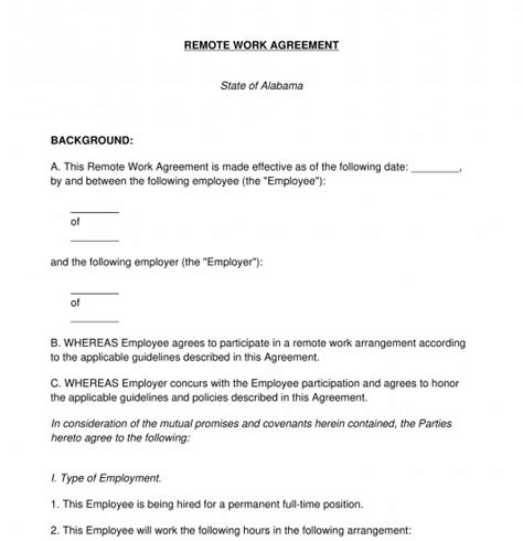 Telecommuting Agreement Template