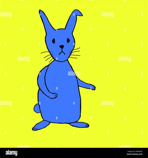 The Blue Rabbit In Digital Illustration Stock Photo Alamy