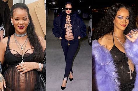 Rihanna Presume Su Baby Bump En Blusa Negra Transparente Y Falda