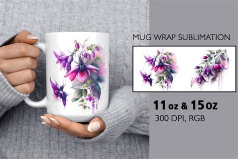 Watercolor Fuchsia Mug Wrap Sublimation Graphic By DoFloro Creative