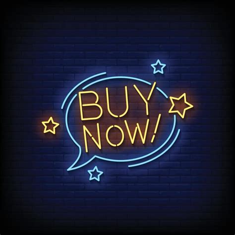 Neon Sign buy now with Brick Wall Background vector 12671844 Vector Art ...