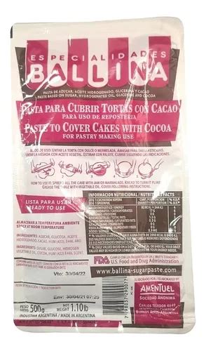 Pasta Para Cubrir Torta Ballina Con Cacao Reposteria 500 Gr