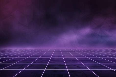 Premium Photo Purple Grid Background With Fog