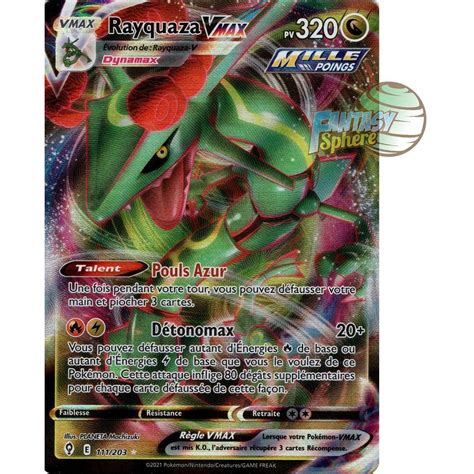 Pokémon Rayquaza VMAX Full Art Ultra Rare 111 203 Epee et