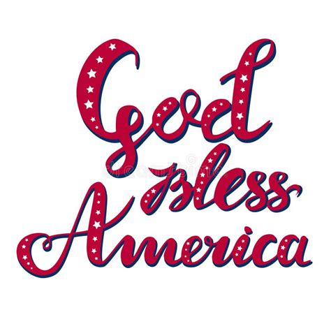 God Bless America Hand Drawn Vector Lettering With Stars And Stripes