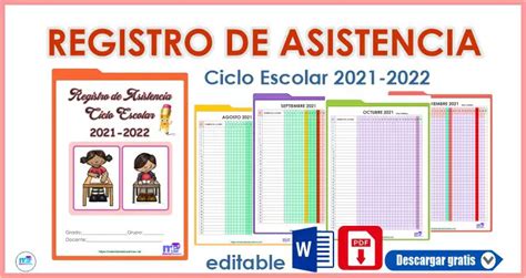 Registro De Asistencia Ciclo Escolar Materiales Educativos