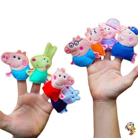 Títeres de dedo familia de cerditos Set X8 Olis Place Peluches