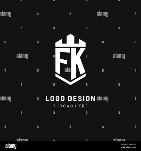 FK Monogram Logo Initial With Crown And Shield Guard Shape Style Vector