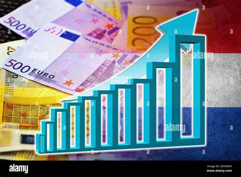 Economy Graph Rising Arrow Cash Euro Banknotes And Netherlands Flag