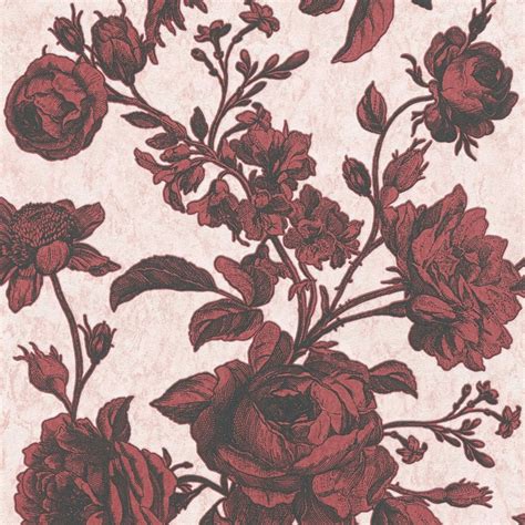 Bricoflor Rote Tapete Mit Rosen Im Vintage Stil Romantische Vliestapete