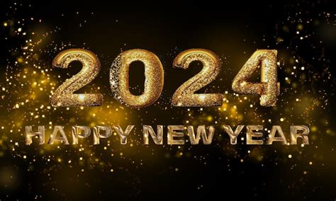 Premium Photo Happy New Year 2024 With Gold Dropping Lights New Year