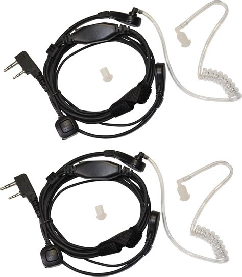 Amazon Hqrp Pack Acoustic Tube Earpiece Ptt Throat Mic Headset