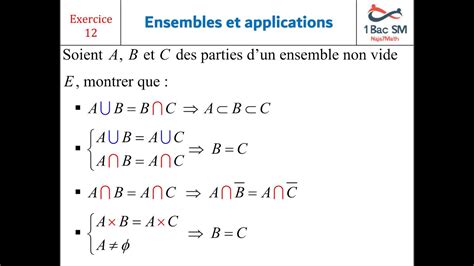 Exercice Ensembles Et Applications Re Bac Sciences Math Matiques