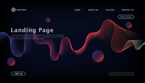 Modern Wavy Colorful Landing Page Template Design 10596781 Vector Art