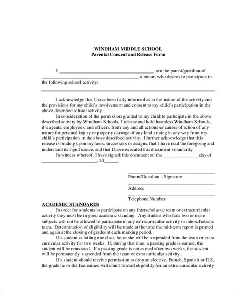 Free 10 Sample Parental Release Forms In Ms Word Pdf