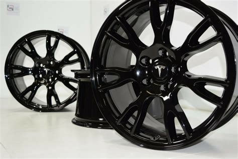 19 Tesla Model S 2021 2022 Black Factory OEM Authentic Plaid Wheels