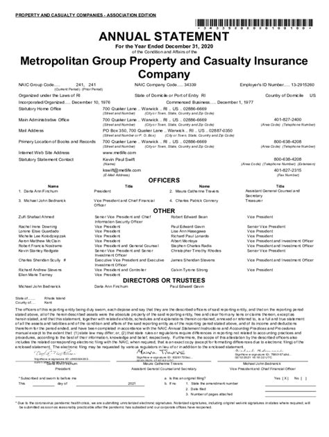 Fillable Online Dbr Ri Annual Statement Of The Safety Property And