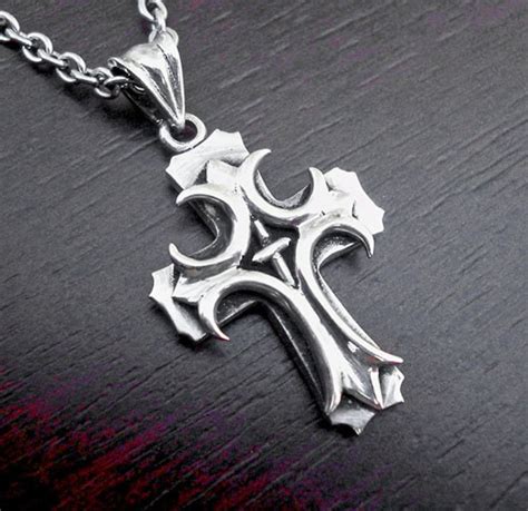 Cross Necklace Men Sterling Silver Cross Gothic Cross Etsy India