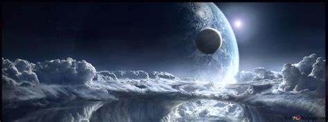 Earth with moon from space 4K wallpaper download