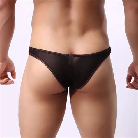 Hommes Sexy Maille Transparent Slip Poche Underpants Bikini Lingerie