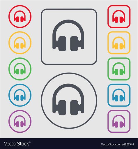 Headphones Earphones Icon Sign Symbol On The Round