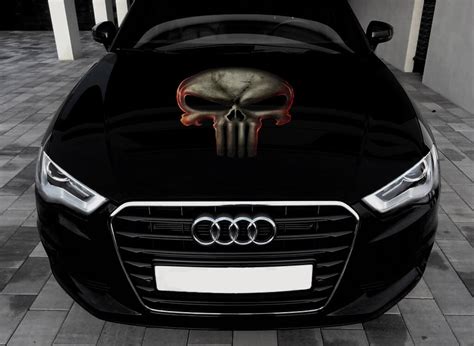 Punisher Skull Car Hood Wrap Vinyl Decal Full Color Graphics Etsy