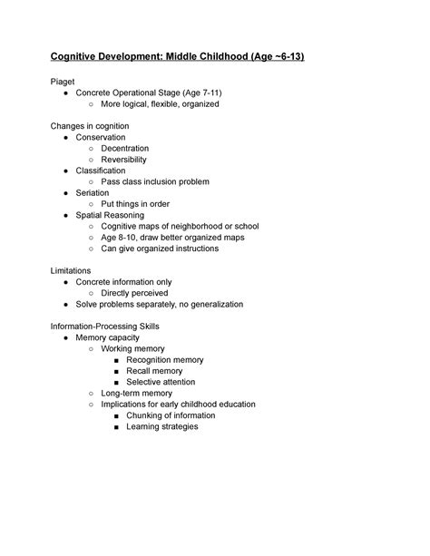 Lifespan Psych Ch Dr Hamilton Cognitive Development Middle