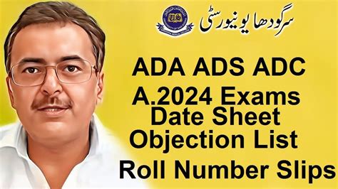 BA ADA ADS ADC Annual 2024 Exams Date Sheet Objection List Roll