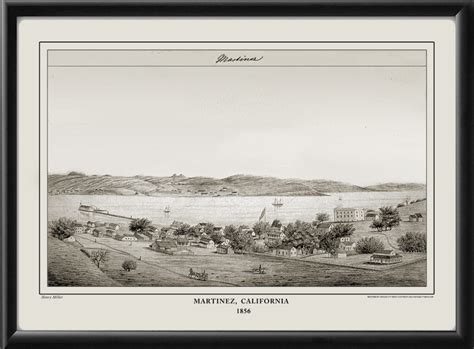 Martinez Ca 1856 Restored Map Vintage City Maps