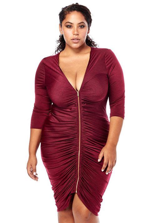 Plus Size Shine Bright Front Zipper Ruched Dress In 2019