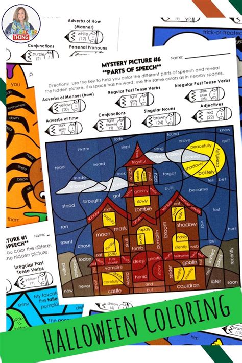 Halloween Coloring Pages Parts Of Speech Worksheets For Grammar