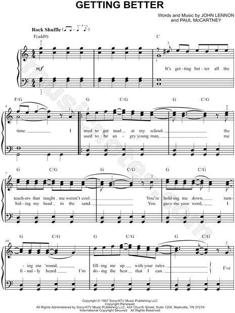 The Beatles Getting Better Sheet Music Easy Piano In C Major