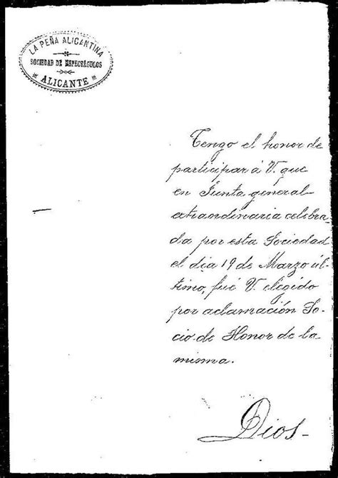 Carta De Miguel Perales A Rafael Altamira Alicante 3 De Abril De 1910