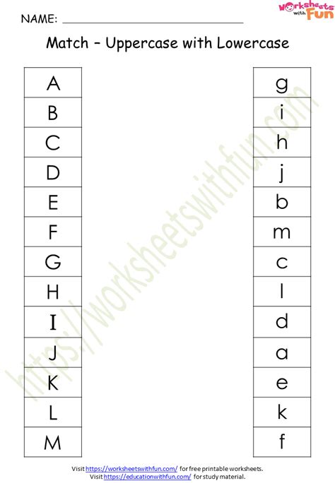 Uppercase Match The Same Letters Worksheet