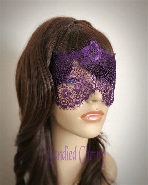 Violet Purple Lace Mask Veil Mysterious Masquerade Party Fetes Etsy