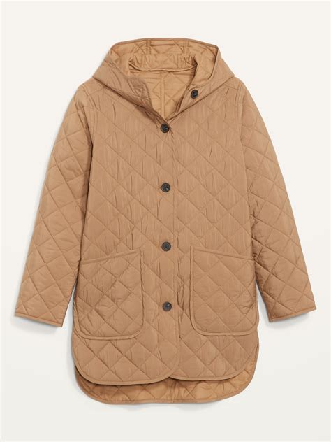 Quilted Long Line Hooded Liner Jacket For Women Old Navy