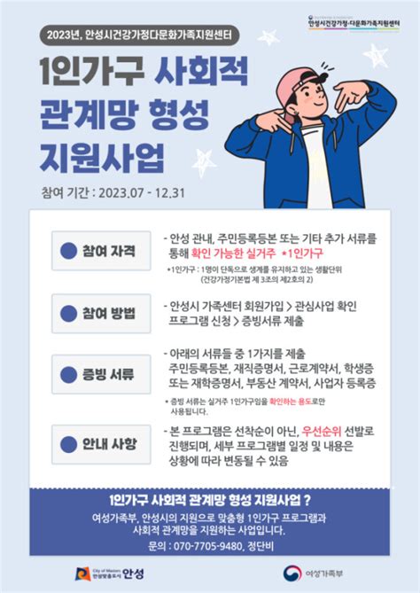 1인가구 단신 안성시 1인 가구 사회적 관계망 형성 지원사업 추진 外 데일리팝