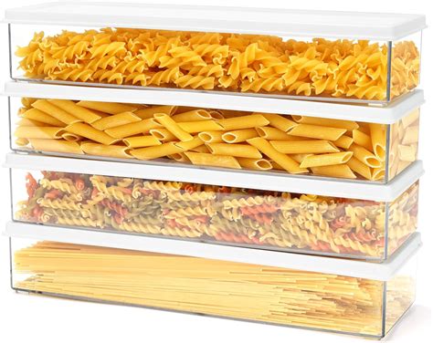 BELLE VOUS 4 Pack Of Pasta Food Storage Containers With Lid 1100ml