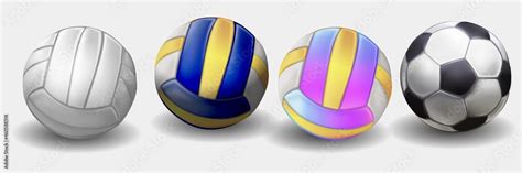 Realistic Blue Yellow And White Colors Volleyball Ball Isolated