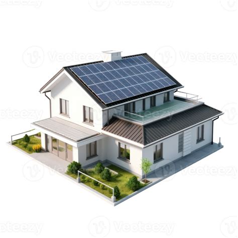 AI Generated Solar Panel On A 3d House On Transparency Background