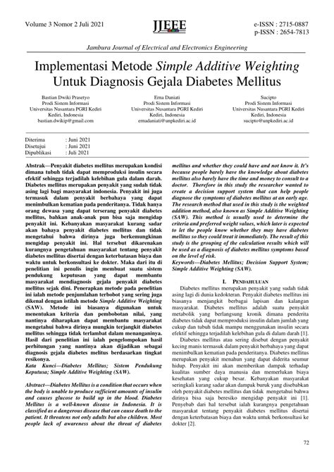 PDF Implementasi Metode Simple Additive Weighting Untuk Diagnosis