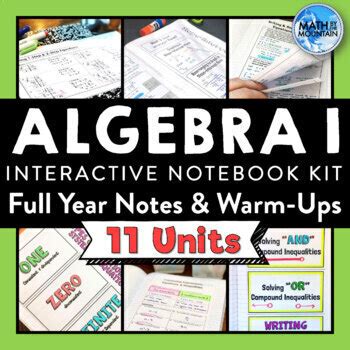 Algebra Notes Interactive Notebook Full Year Notes Warm Ups Bundle