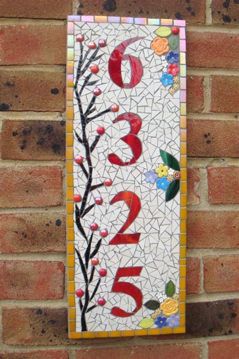 Mosaic House Number Sign Plaque Street Address Yard Art Bespoke