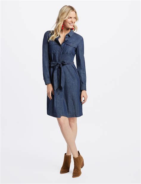 Belted Chambray Shirtdress In 2020 Chambray Shirt Dress Denim Dress