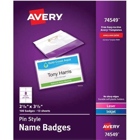 Avery R Pin Style Name Badges Print Or Write X Pins