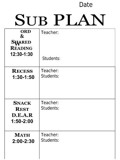 16 Free Printable Substitute Notes Templates Sample PDF Template