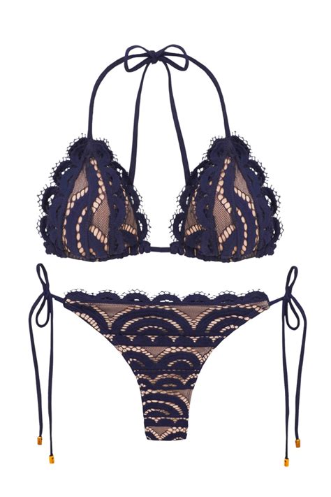 Pilyq Swim Neptune Navy Triangel Kanten Bikini