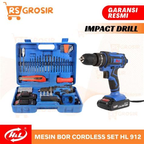 Promo Mesin Bor Baterai Cordless Drill HL 912 Box Full Set 2 Baterai